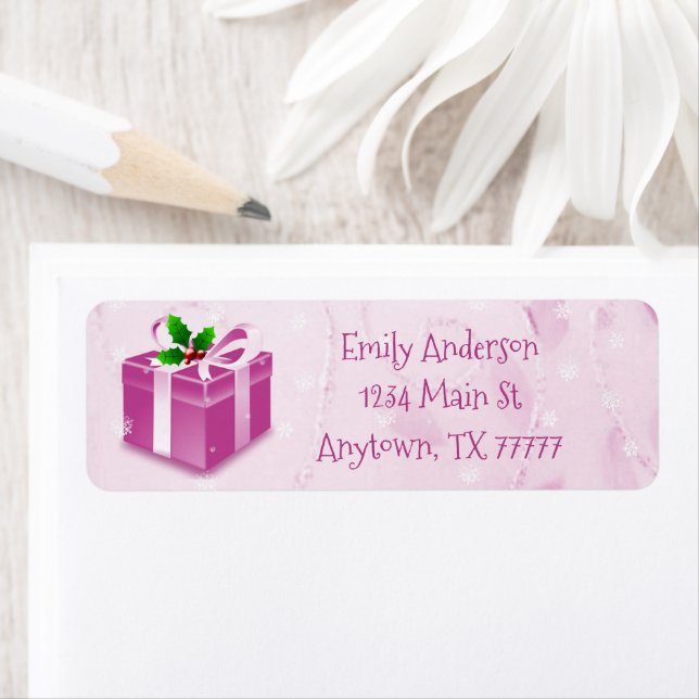 Pink Christmas Gift Address Label Return Address Label (Insitu)
