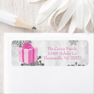Pink Christmas Gift Address Label Return Address Label