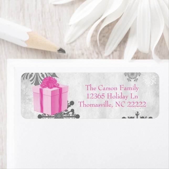 Pink Christmas Gift Address Label Return Address Label (Insitu)