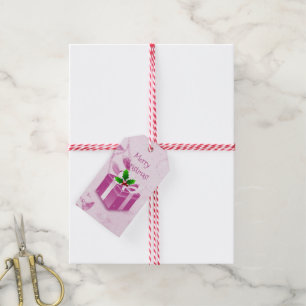 Pink Christmas Gift Box Gift Tag
