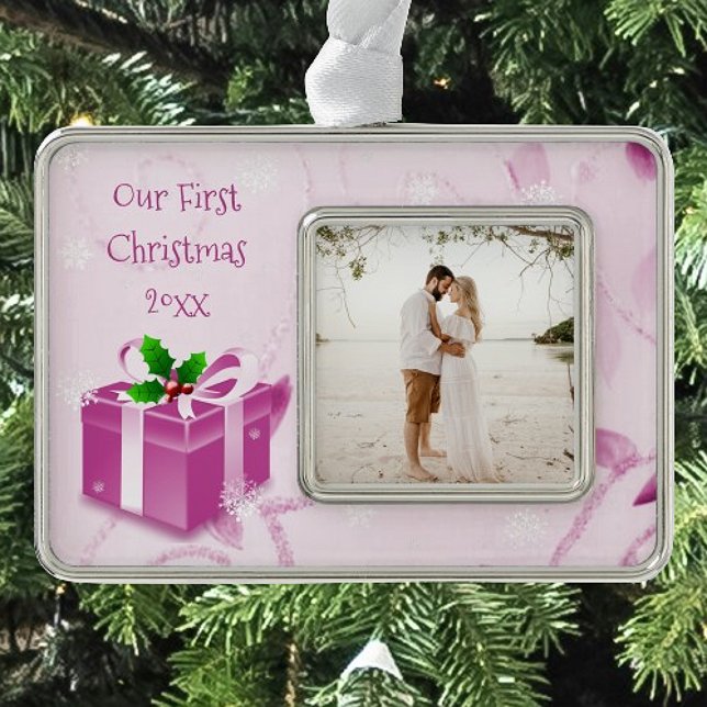 Pink Christmas Gift Framed Ornament (Pink Christmas Gift Framed Ornament)