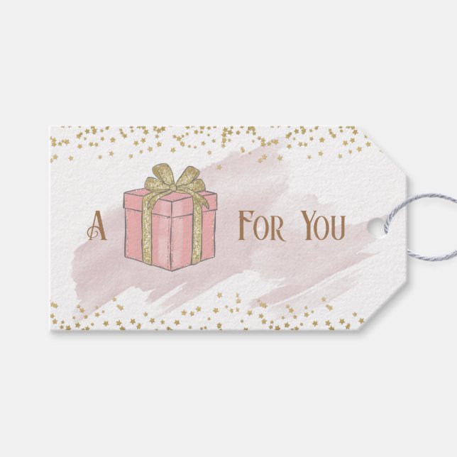 Pink Christmas Gift Gift Tags (Front (Horizontal))