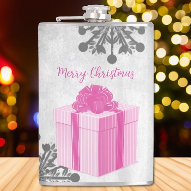 Pink Christmas Gift Holiday Flask (Pink Christmas Gift Holiday Flask)
