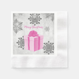 Pink Christmas Gift Paper Napkin