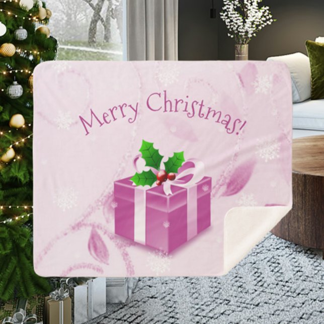 Pink Christmas Gift Sherpa Blanket (Pink Christmas Gift Sherpa Blanket)