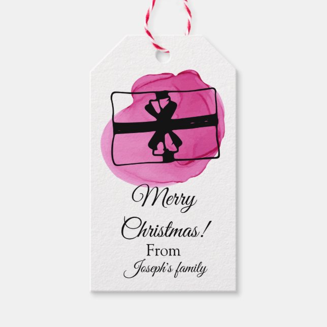Pink christmas  gift tags (Front)