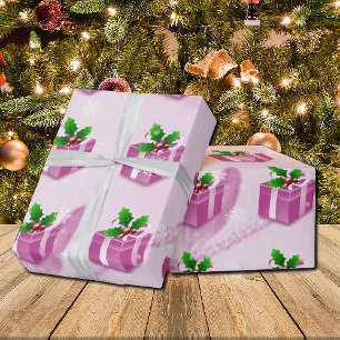 Pink Christmas Gift Wrapping Paper