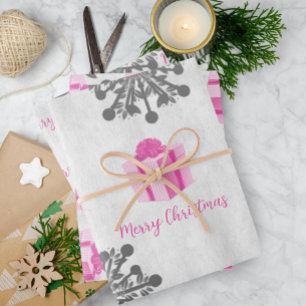 Pink Christmas Gift Wrapping Paper Sheets
