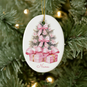 Pink Christmas Gifts  Ceramic Ornament