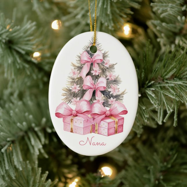 Pink Christmas Gifts  Ceramic Ornament (Tree)