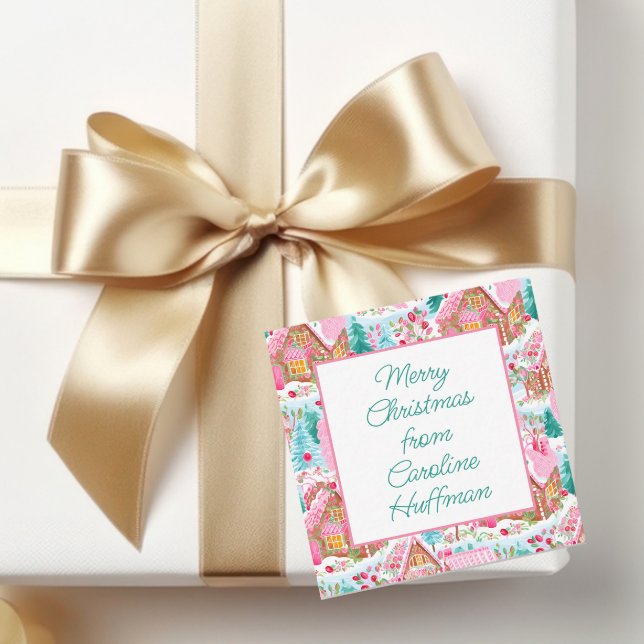 Pink Christmas Gingerbread Houses Gift Enclosure Card (Creator Uploaded)