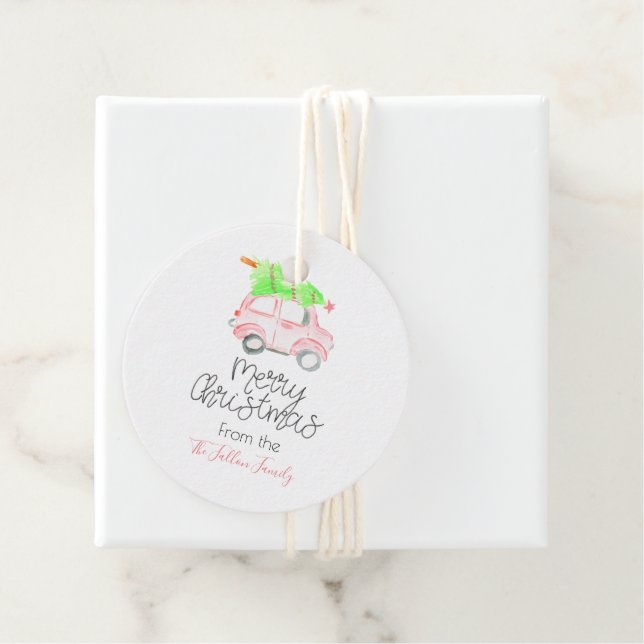 Pink christmas holiday favour tag gift tag (In Situ)