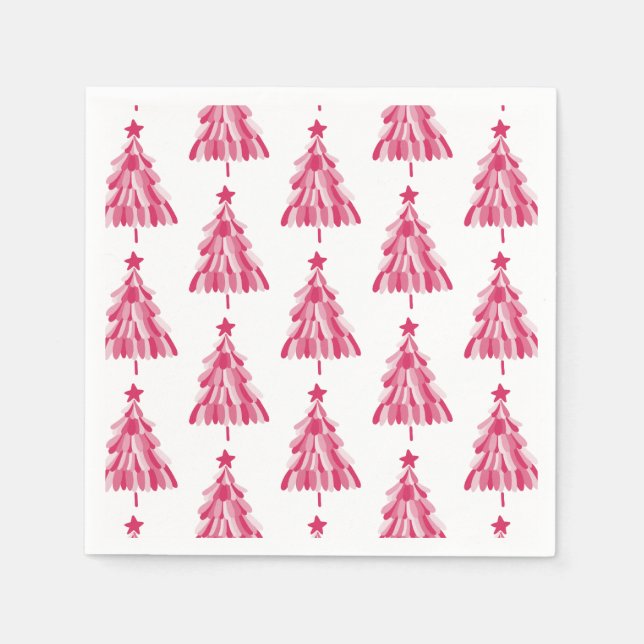 Pink Christmas Holiday tree Napkin (Front)