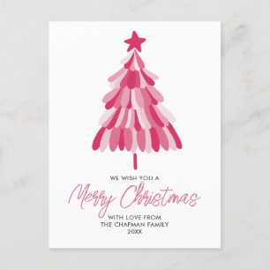 Pink Christmas Holiday tree Postcard