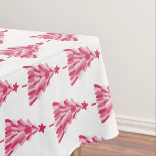 Pink Christmas Holiday tree Tablecloth