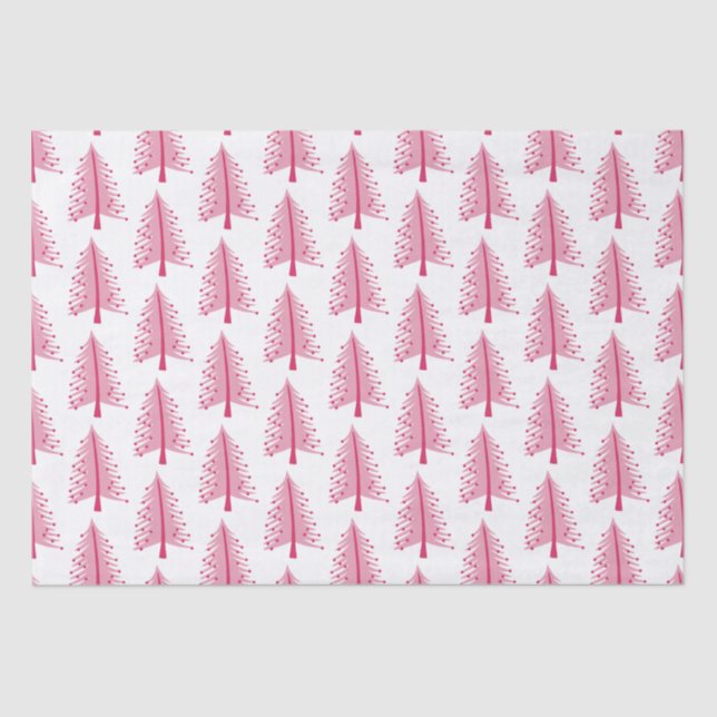 Pink Christmas Holiday tree Tissue Paper (Front)