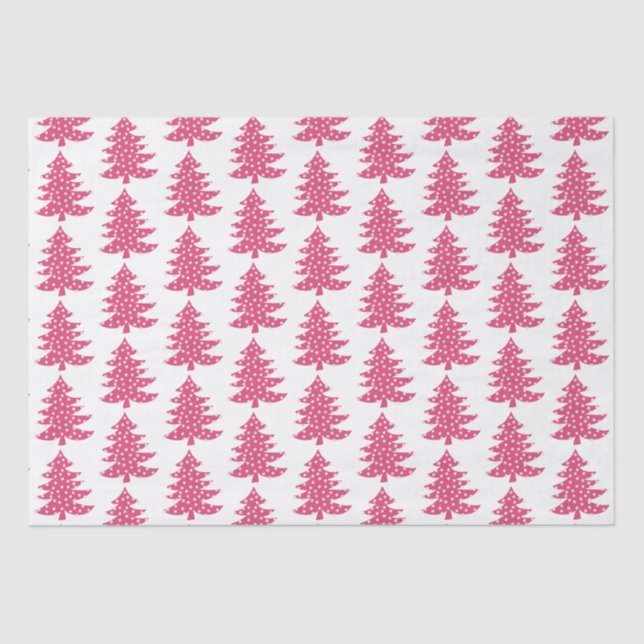Pink Christmas Holiday tree Tissue Paper (Front)