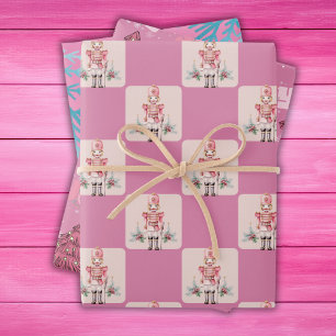 Pink Christmas Holiday Wrapping Paper Sheet