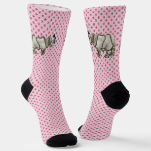 Pink Christmas horse socks