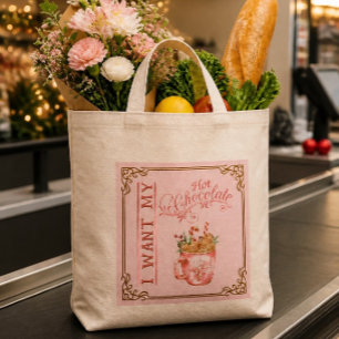 Pink Christmas Hot Chocolate Personalised Tote Bag