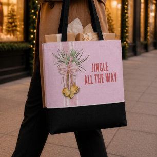Pink Christmas Jingle All the Way Tote Bag