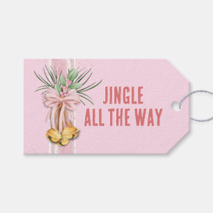 Pink Christmas Jingle Bells Personalized Gift Tag