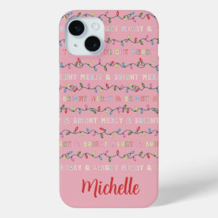 Pink Christmas Lights iPhone 15 Mini Case