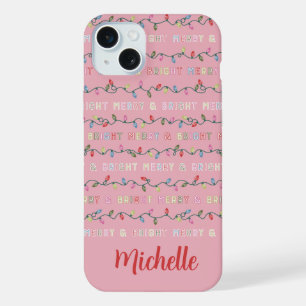 Pink Christmas Lights iPhone 15 Plus Case