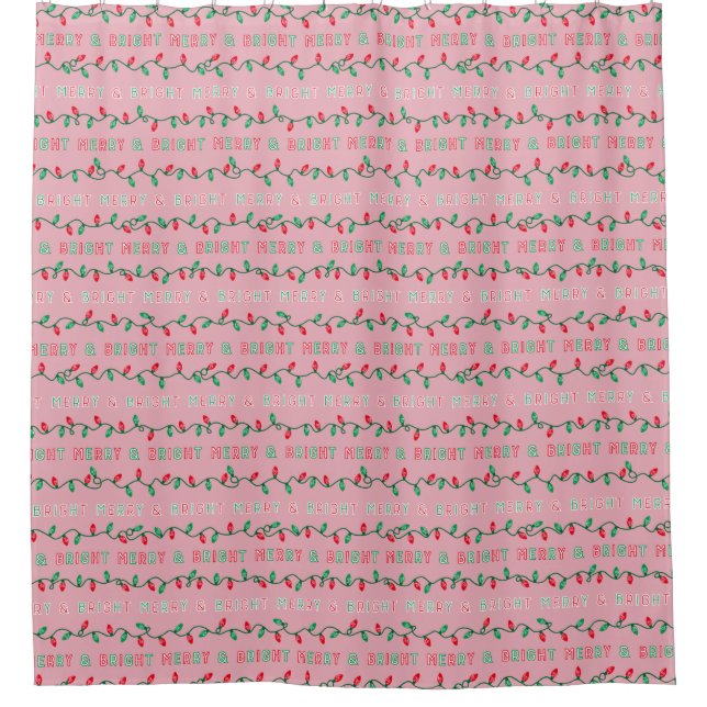Pink Christmas Lights Shower Curtain (Front)