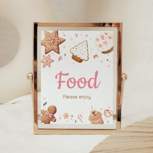 Pink Christmas Little Cookie Baby Shower Food Poster