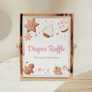 Pink Christmas Little Cookie Diaper Raffle Poster