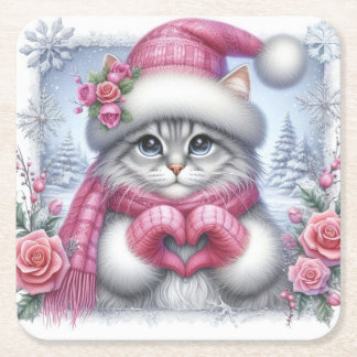Pink Christmas Love Coaster
