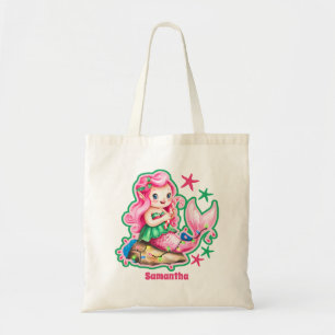 Pink Christmas Mermaid Personalised Kids Tote Bag