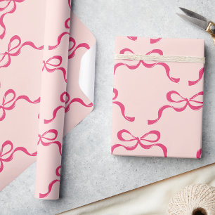 Pink Christmas Modern Holiday Bows  Wrapping Paper