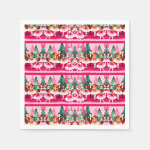 Pink Christmas Nutcracker Ballerina Kids Birthday  Napkin