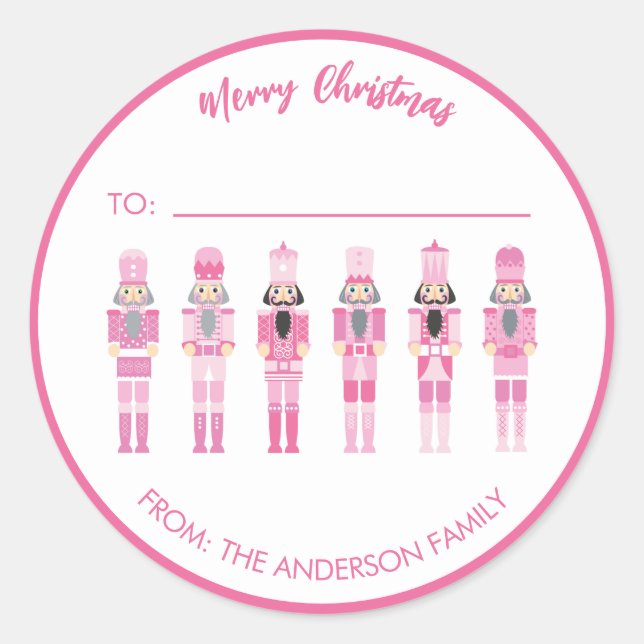 PINK CHRISTMAS NUTCRACKER GIFT STICKER (Front)