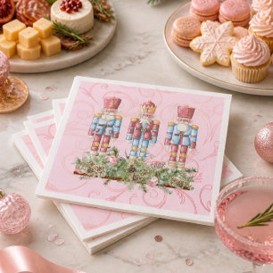 Pink Christmas Nutcracker Trio Paper Napkin