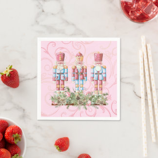 Pink Christmas Nutcracker Trio Paper Napkin