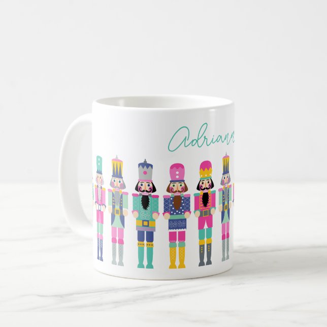 PINK CHRISTMAS NUTCRACKERS COFFEE MUG (Front Left)
