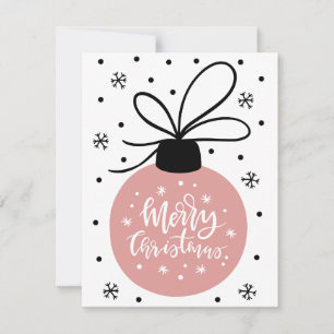 Pink Christmas Ornament Holiday Greeting Card