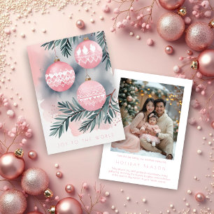 Pink Christmas Ornament Nordic Scandinavian Style Holiday Card