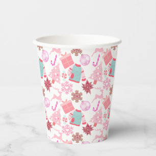 Pink Christmas Ornament Pattern 02 Paper Cups