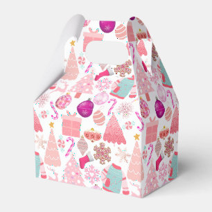Pink Christmas Ornament Pattern Favour Box