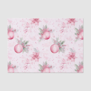 Pink Christmas Ornaments Floral Tissue Paper