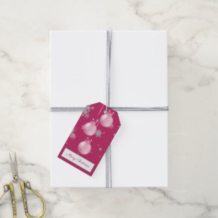 Pink Christmas Ornaments Gift Tag