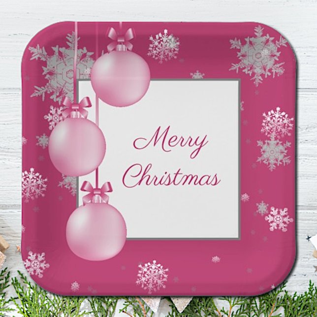 Pink Christmas Ornaments Paper Plate (Pink Christmas Ornaments Paper Plates)