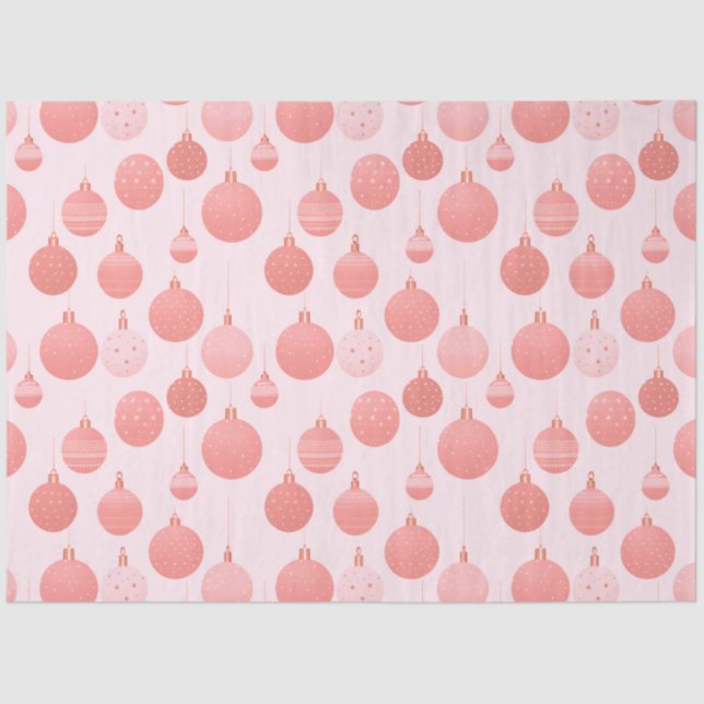 Pink Christmas Ornaments Pattern Christmas Tissue Paper (Front)