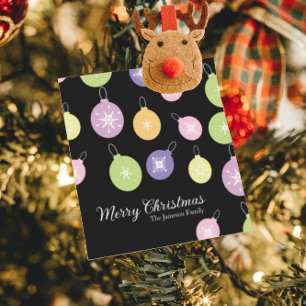 Pink Christmas Ornaments Snowflakes Card
