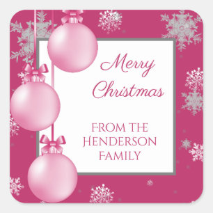 Pink Christmas Ornaments Sticker