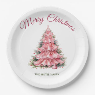 Pink Christmas Paper Plate